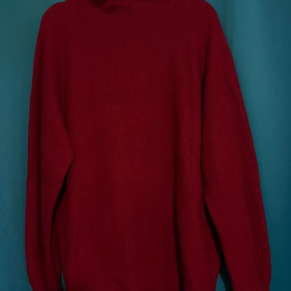 3D Knit Soufflé Yarn Mock Neck Long-Sleeve Sweater